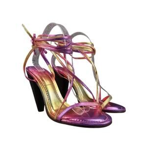 Isabel Marant Shoes Womens 41 Sandals Aliza Ombre Leather Metallic Ankle Wrap